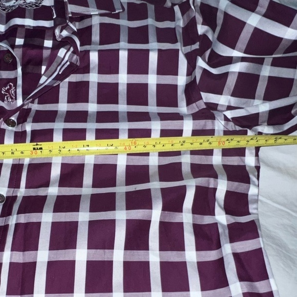 Bugatchi Shaped Fit Buttonup Graph Plaid Dress Shirt Embroidered Logo Sz M - Picture 7 of 14